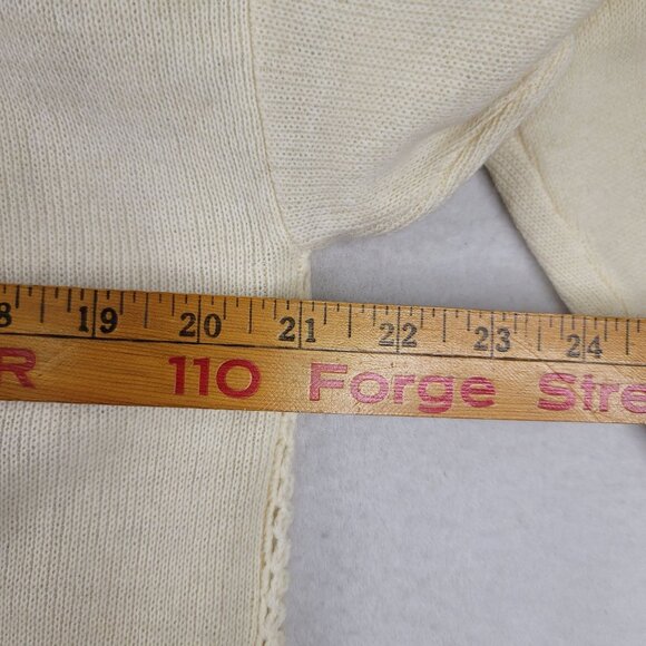 Robert Scott Seed Pearl Beaded Crochet Cardigan Large Ivory Lambswool Acrylic - Picture 10 of 10